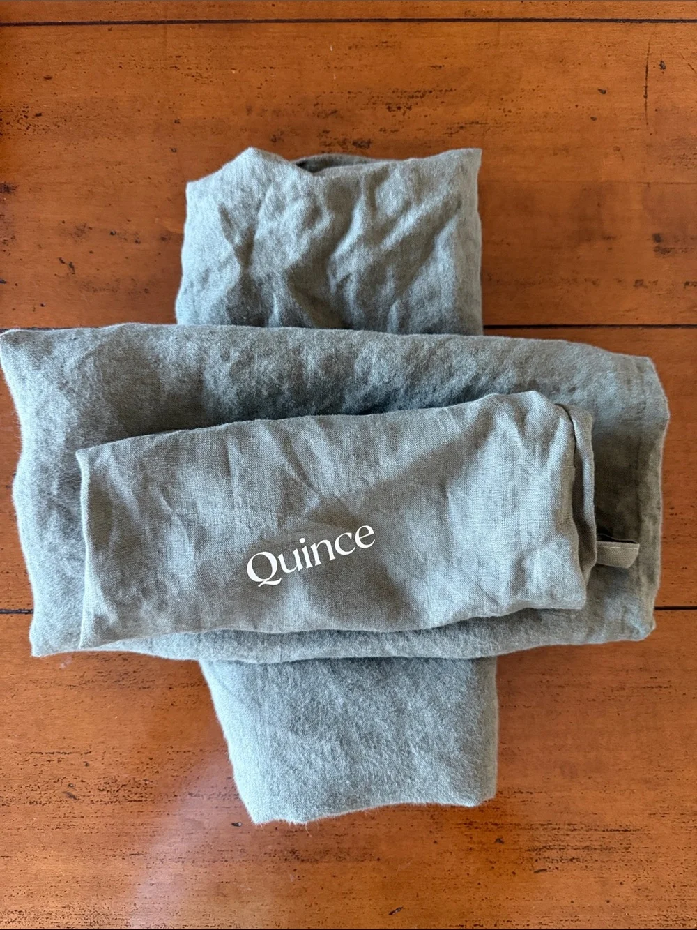 EUC Quince European Linen Pillowcases Dusty Olive Standard Set of 2